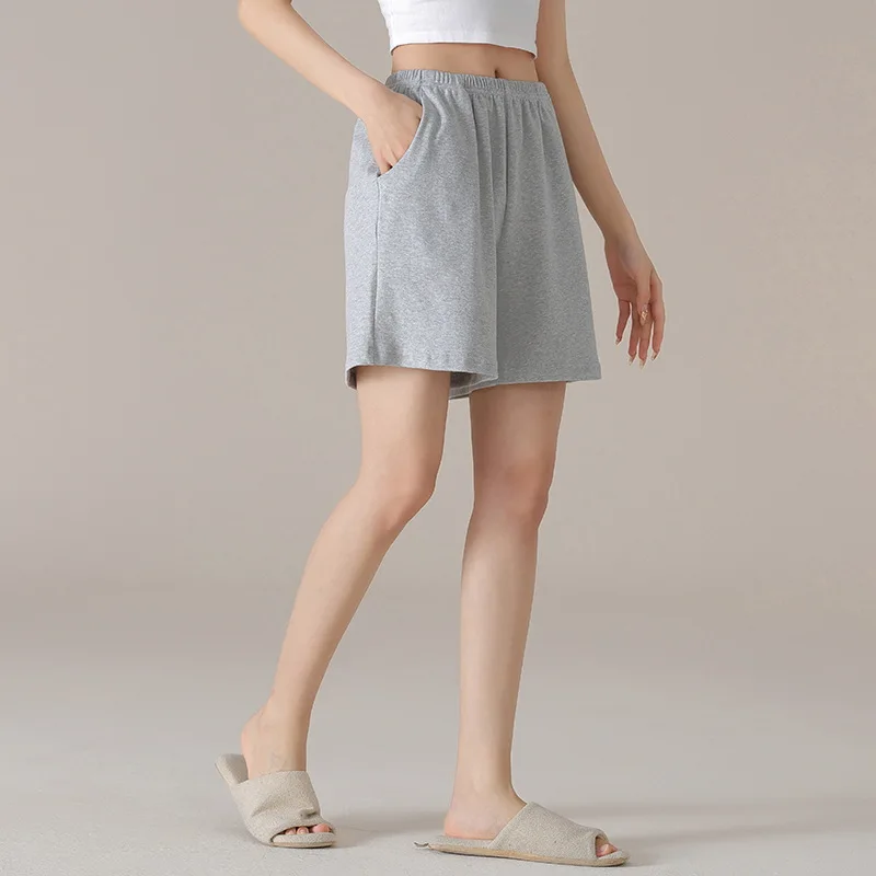 2026 American Retro grey Shorts Loose Casual Wide-leg Sports Style Women's Shorts Summer New Men's and Women's Streetwear