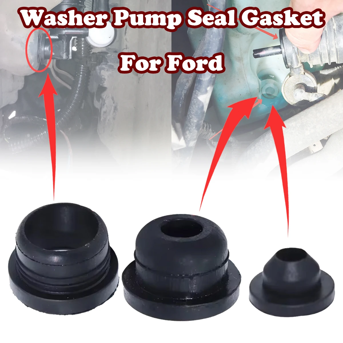 

3pcs Universal Washer Pump Grommets Windscreen Windshield Headlight Rubber Seal Gasket Reservoir Water Bottle Leaking Repair Kit