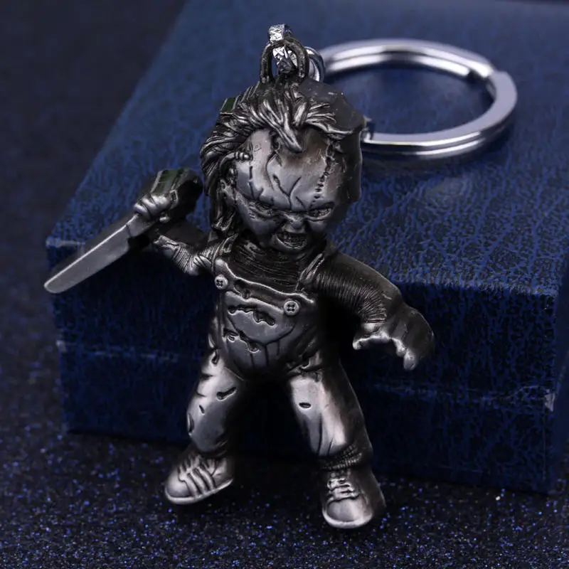 Horror Movie Chucky Necklace Keychain Hand Knife Figure Pendant Key Chain Ring Car Purse Keyring Holder Chaveiros Fans Souvenirs