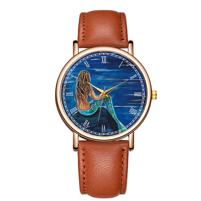 Fashion Quartz Watch For Girl Simple Temperament Beautiful Girl Wristwatch Waterproof Real Leather Watch