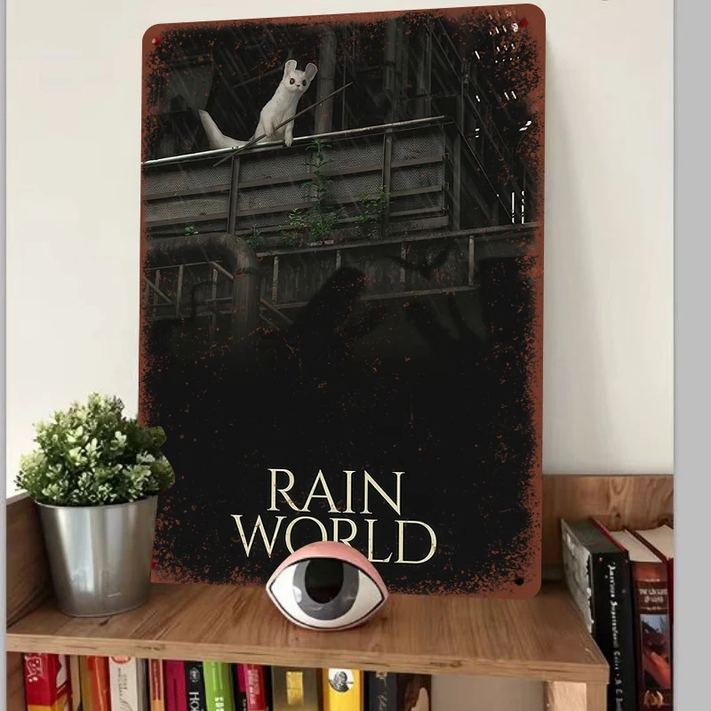 Rain World Game Peripheral White Ferret Ruins Industrial Style Metal Iron Painting Home Decor Wall Art
