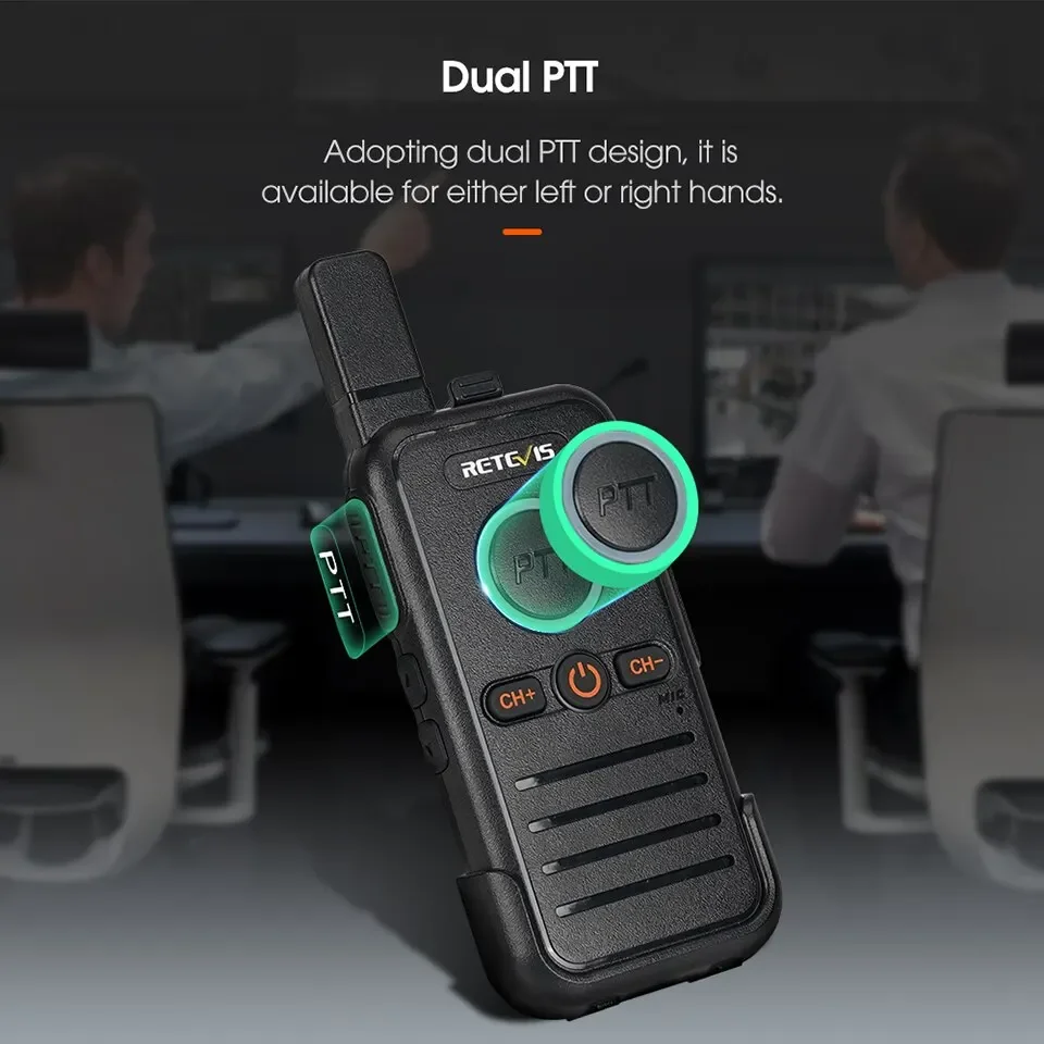 Portátil Dual PTT Walkie Talkie, PMR446, rádio em dois sentidos, VOX, USB C, profissional, hotel, restaurante, RB645, RB645