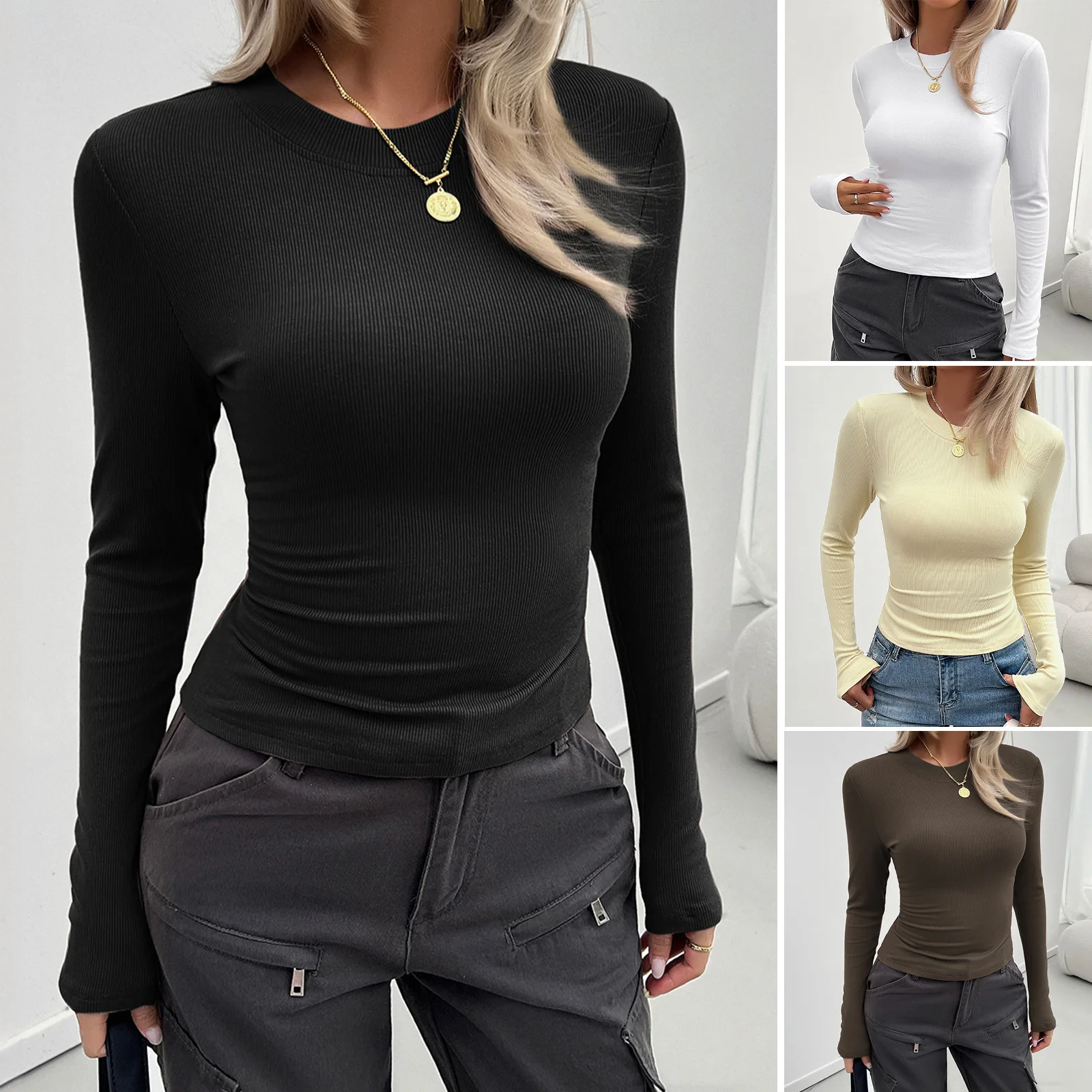 

Cross-border Foreign Trade Amazon Independent Station Autumn And Winter Y2K Women's Temperament Slim-fitting Long-sleeved Top