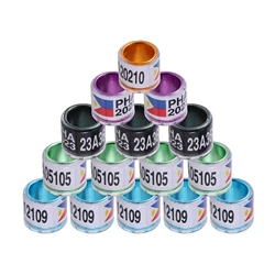 PHA 2023 Pigeon Foot Ring ID 8mm High Quality Durable Colorful Aluminum Core with Numbers Bird Foot Ring Bird Supplies 10 Pcs