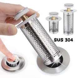 SUS304 Floor Drain Filter Washbasin Cover Plug Anti Odor Pop-Up Bounce Cores Basin Strainer Hair Catcher Bathroom Sink Stopper