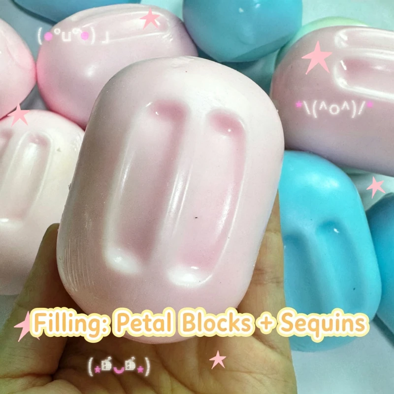 Bola de jabón artesanal, bola antiestrés, juguete sensorial, bola crujiente para apretar, bloques redondos rellenos, juguete ASMR antiestrés
