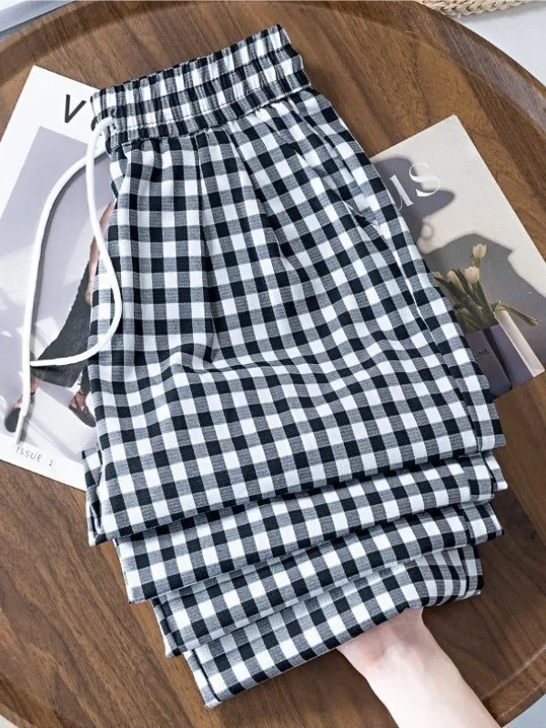 

plus Size 300 Pou Ice Silk Bla White id Wide Leg Pants Men Women Summer Elastic High Waist Loose Straight Long Pants