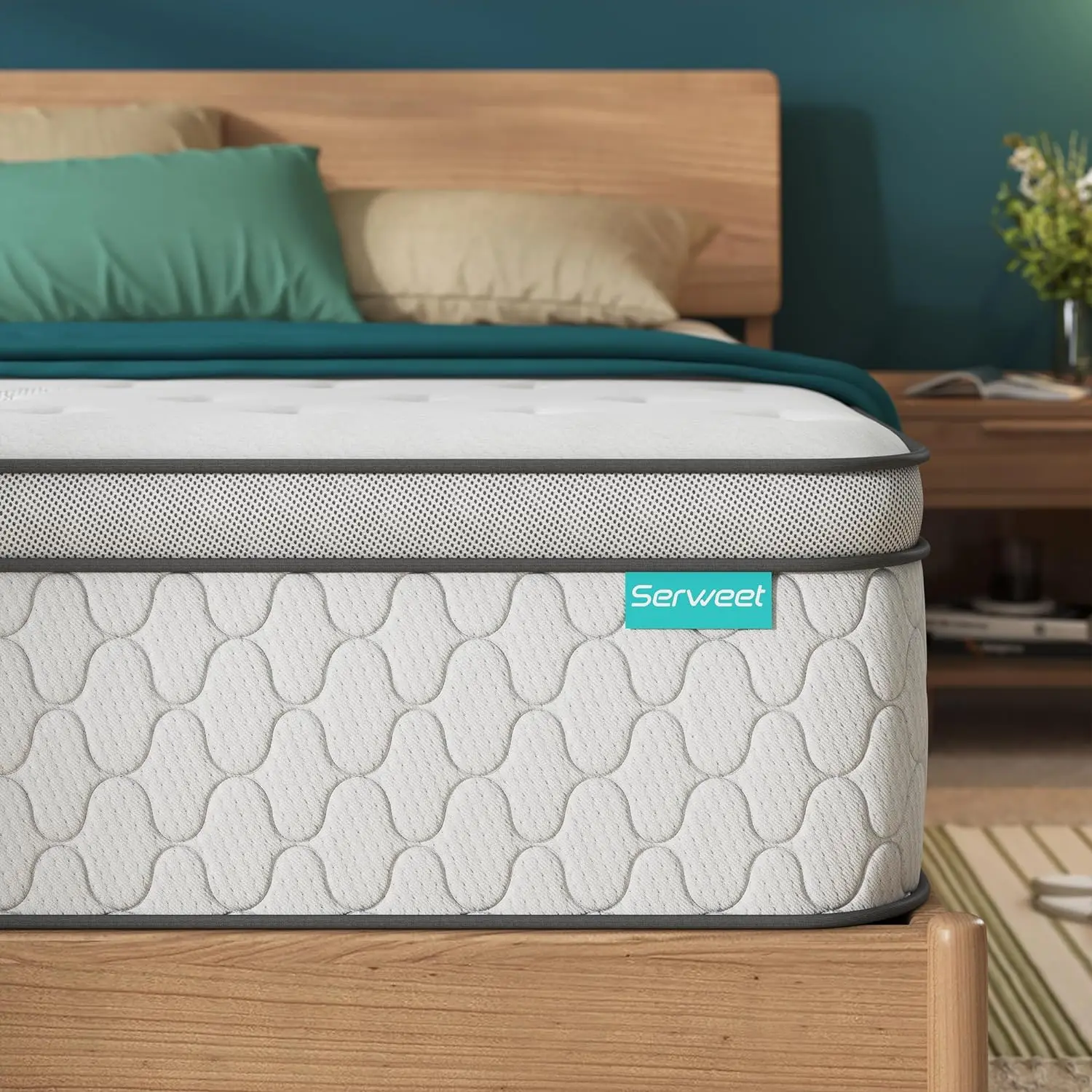 Serweet 12 Inch Memory Foam Hybrid Full Mattress-5-Zone Pocket Innersprings Motion Isolation - Heavier Coils for Durable Support