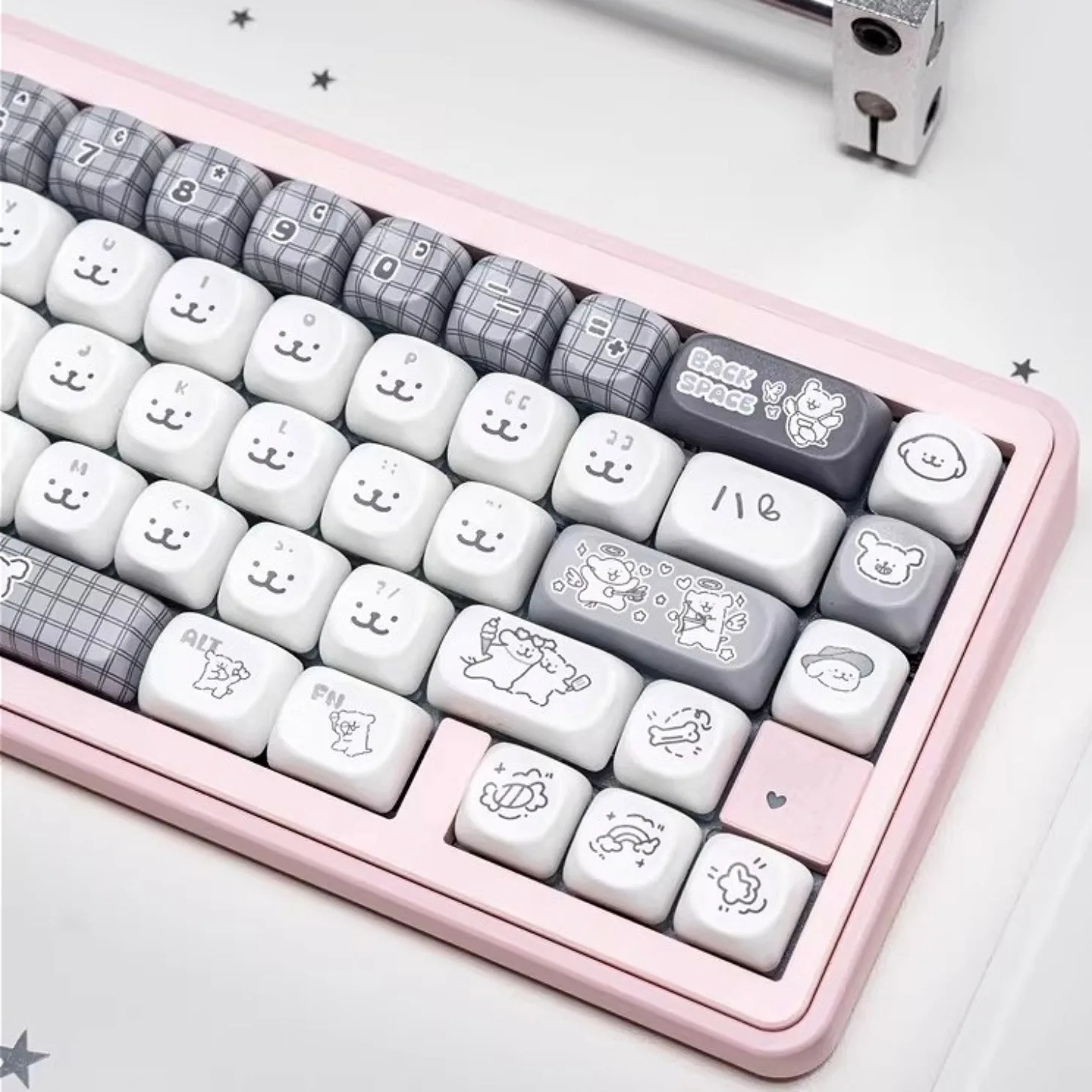 MOA Line Puppy Themed Keycap PBT 136 Key Front and Side Engraving Two Versions Suitable for Mechanical Gaming Keyboards
