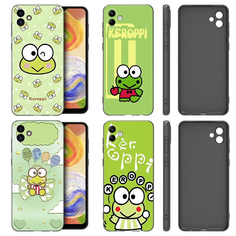 Kero Keroppi Frog Phone Case For Samsung Galaxy A01 A03 Core A04 E A02 A05 A10 A20 A21 A30 A50 S A6 A8 Plus A7 2018 Black Cover