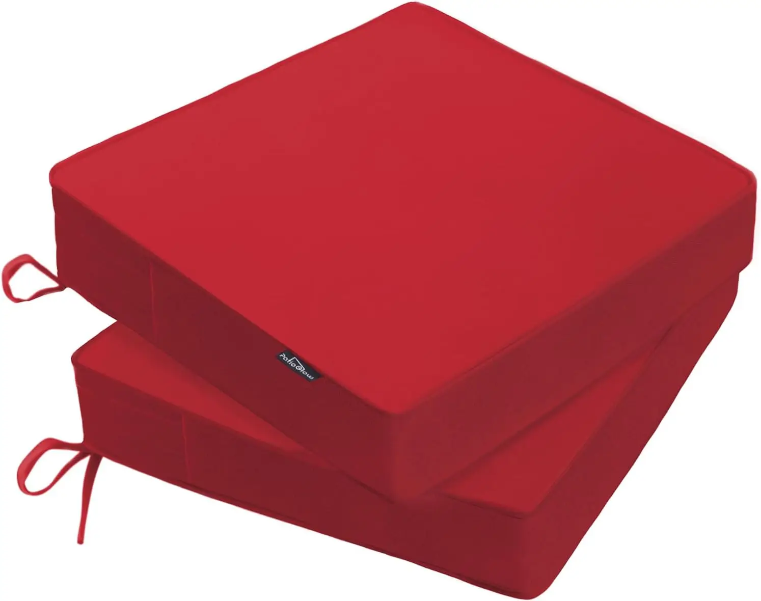 Outdoor Chair Cushions 19x19x3 Inch, Waterproof & Fade Resistant Patio Seat Cushion with Handle and Ties, Thick Pads for Outside Sofa Couch, Set of 2, Red