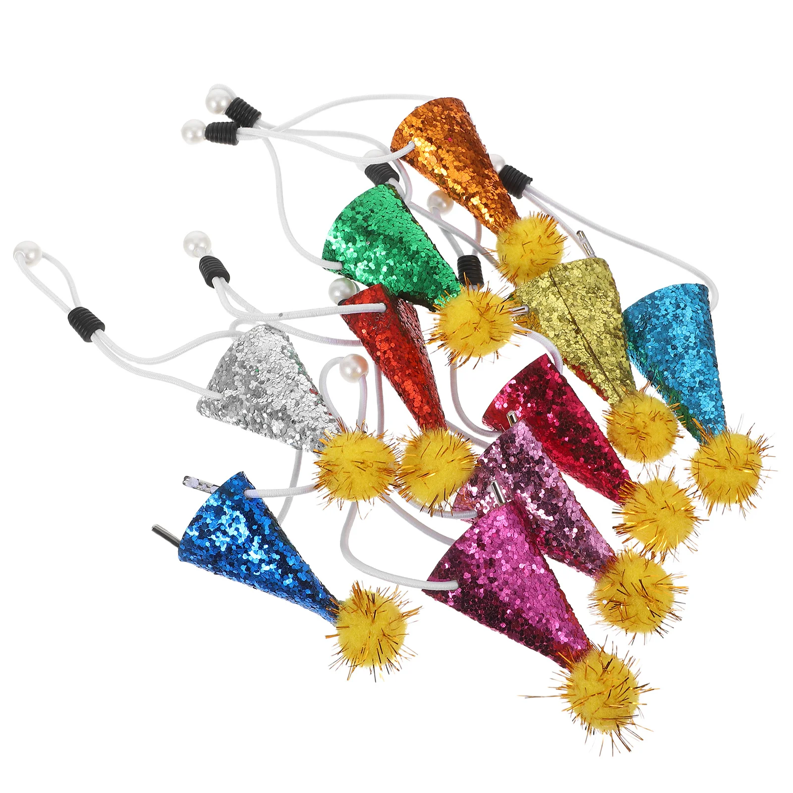 

10Pcs Pet Birthday Hat Cone Pompom Small Dog Cat Party Caps Adjustable Cute Animal Birthday Party Supplies Decorations