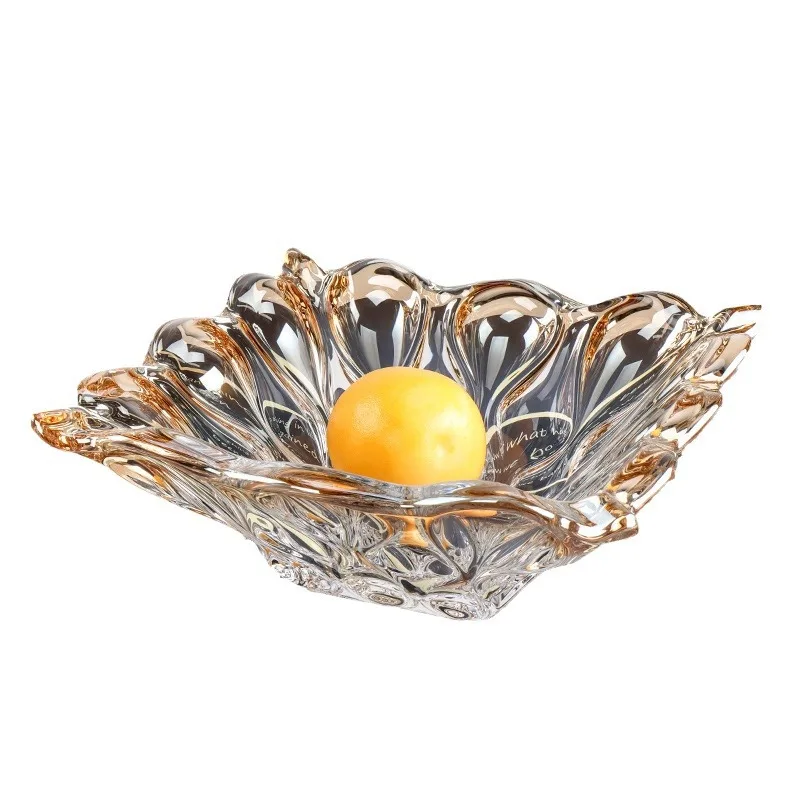 

Crystal fruit plate wavy pattern living room fruit pot European fruit zero