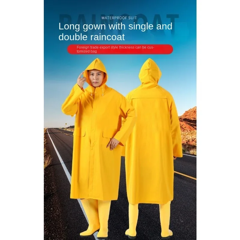 Thickened Single and Double PVC Raincoat Adult Long Sticker Leather Yellow Poncho Labor Protection Construction Site Rain