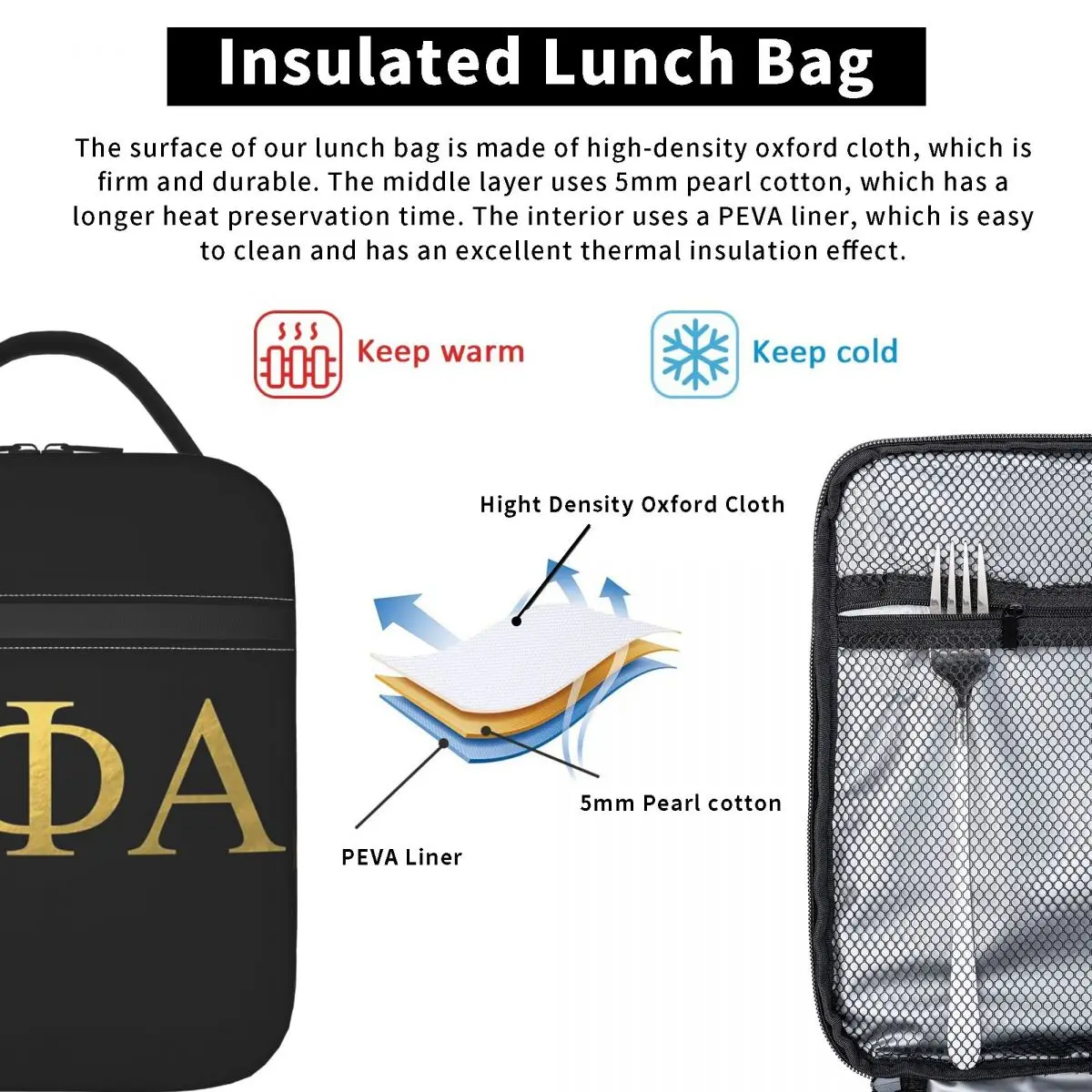 Alpha Phi Alpha Insulated Lunch Bag for Women Children Portable Food Boxes Thermal Lunch Box Tote