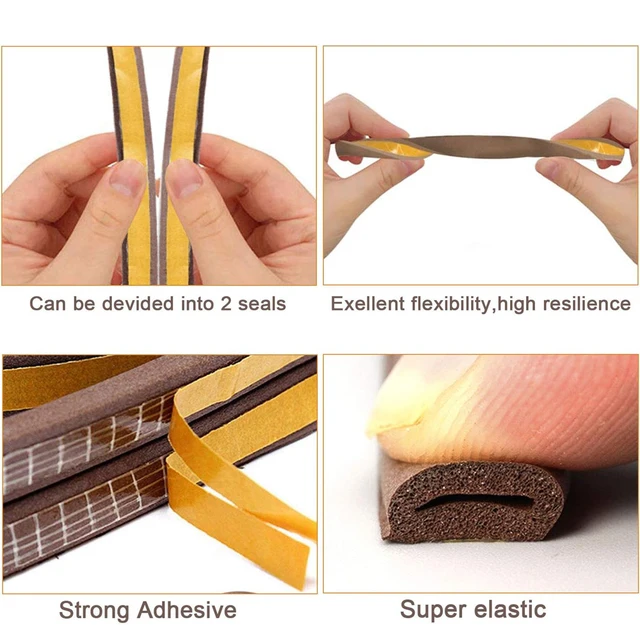 5m/10m Weather Stripping Door Seal Strip Diep Self-adhesive Draft Stopper Tape Window Insulation Noise Rubber Sealing Strip 5