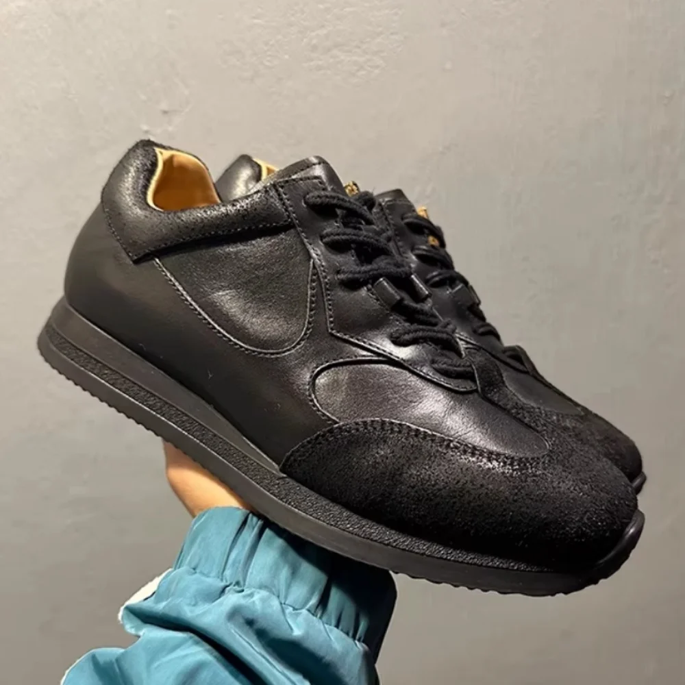 High-end casual training shoes for men - genuine leather, retro style, comfortable and casual sneakers