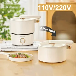 110V 220V Elektryczny garnek do gotowania Mini multicooker Patelnia do smażenia makaronu Nieprzywierająca patelnia elektryczna do podróży 2L Składany gorący garnek