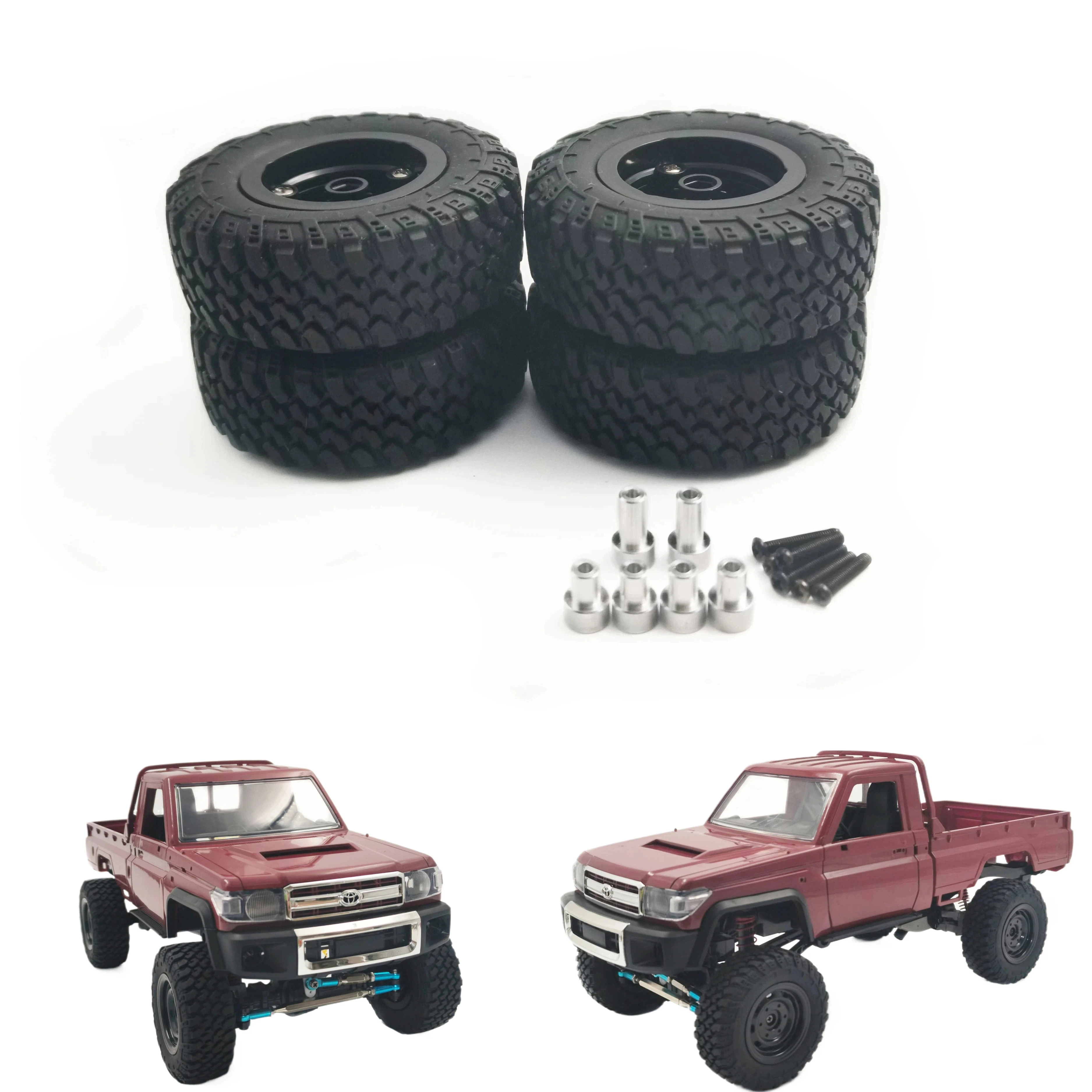 Mn RC Crawler Gummi-Beadlock-Reifen 74mm mit verlängertem Karosseriepfosten für Mn 82 82S RC Offroad-Kletterauto Upgrade-Teile