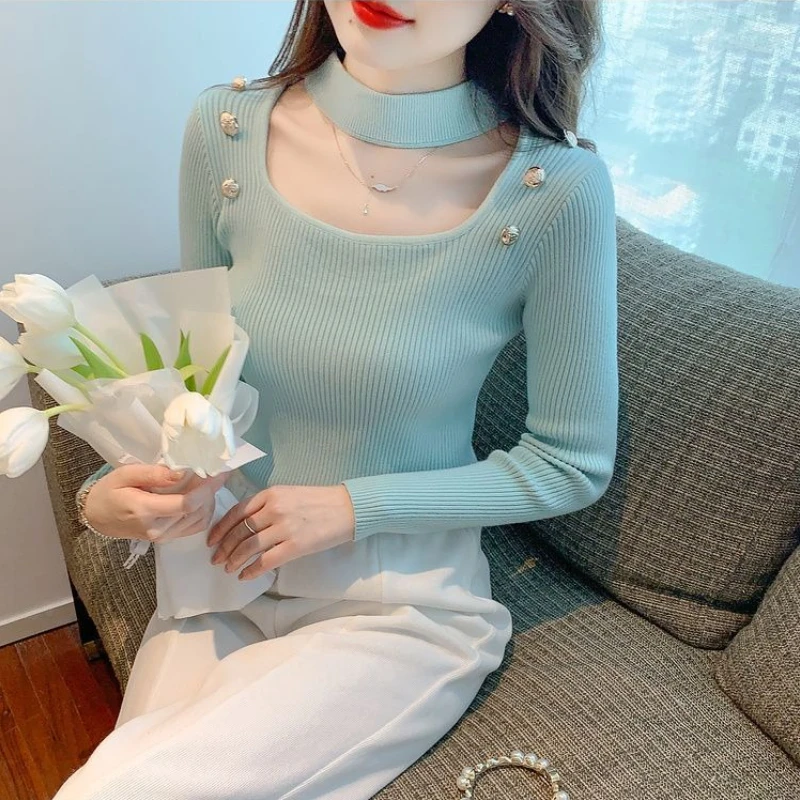 スリムフィットニットセーター レディース ホルターネック 冬物セール おしゃれ 仕事着にも使える トレンド ホローアウト 女性用プルオーバー