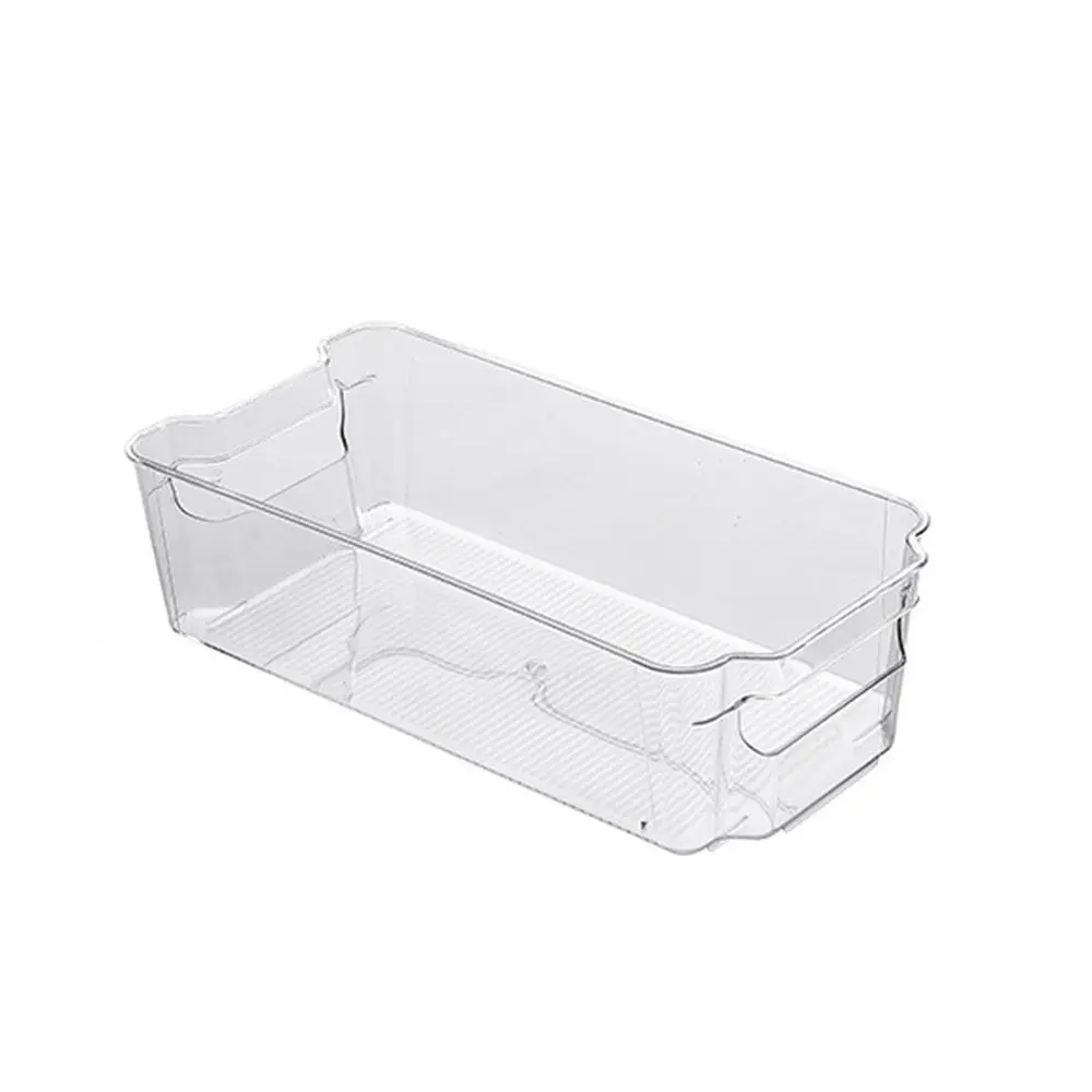 

Plastic Refrigerator Organizer Bins Transparent Handle Fridge Storage Basket Durable Save Space Cosmetic Storage Box
