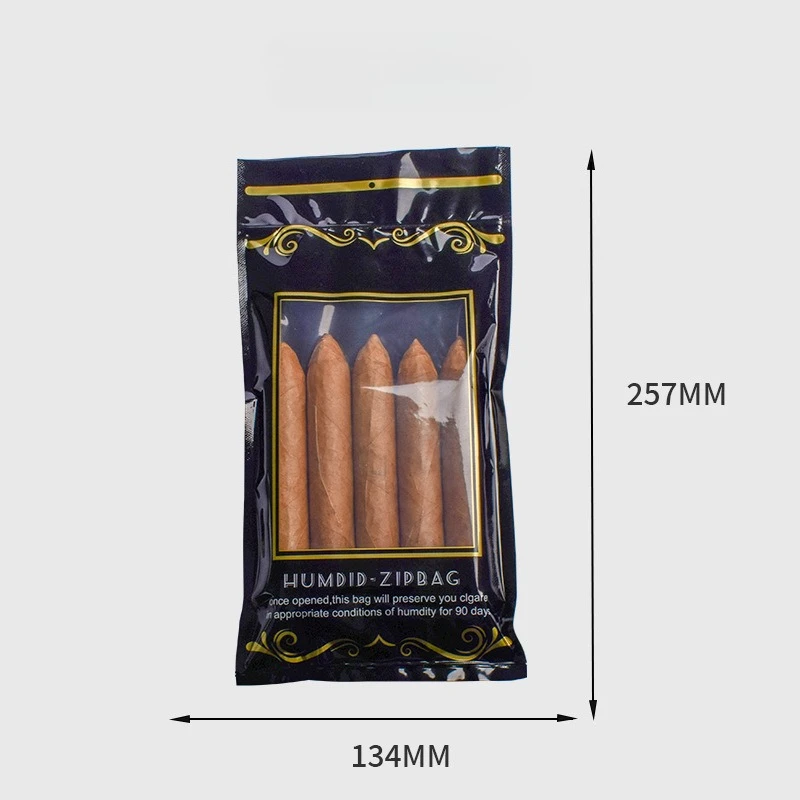 10 قطعة كيس التعبئة والتغليف المرطب المقاوم للرطوبة نافذة واضحة توالت السيجار كيس التعبئة والتغليف الأغلاق ختم كيس من البلاستيك المسطح