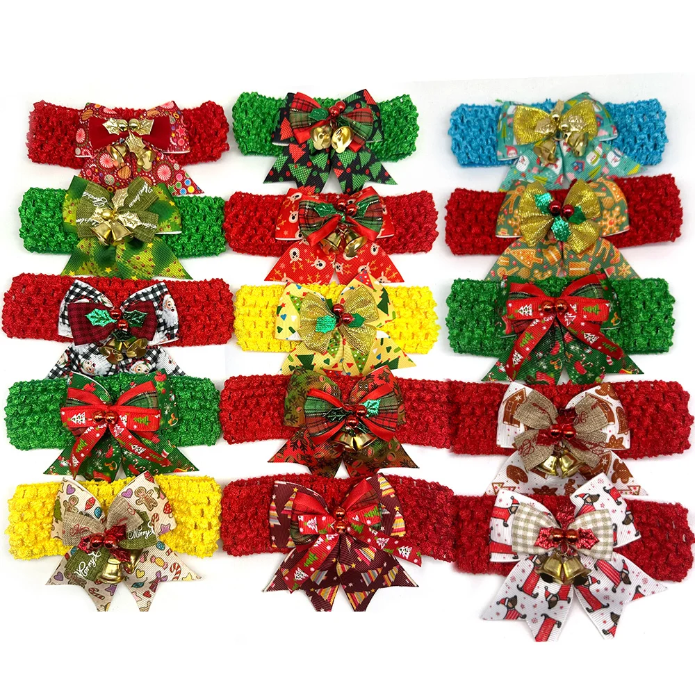 30/50pcs Christmas Pet Dog Bow Ties Small Large Dog Xmas Bow Ties Neckties Collar Pet Dog Cat Ties Accessories Grooming Supplies