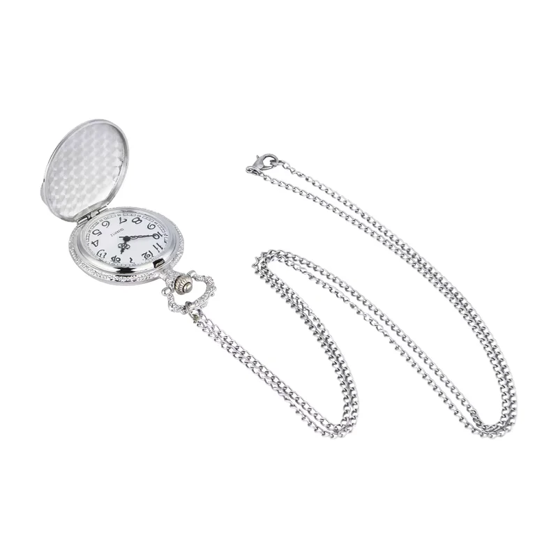تشغيل قطار البخار ساعة الجيب سلسلة فستان معدني فضي عادية الرجال النساء فوب ساعة الموضة العتيقة