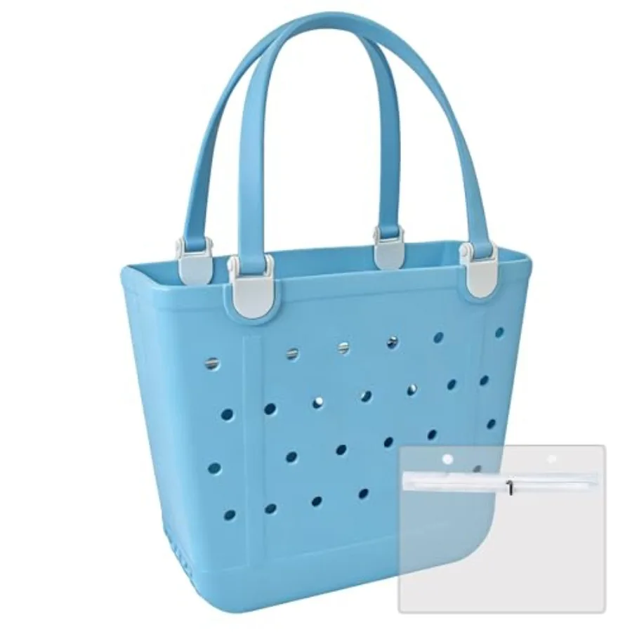 

Medium Beach Bag Waterproof Rubber Beach Bag Washable Open Tote Bag Durable Tote Travel Bags for Outdoor Sport