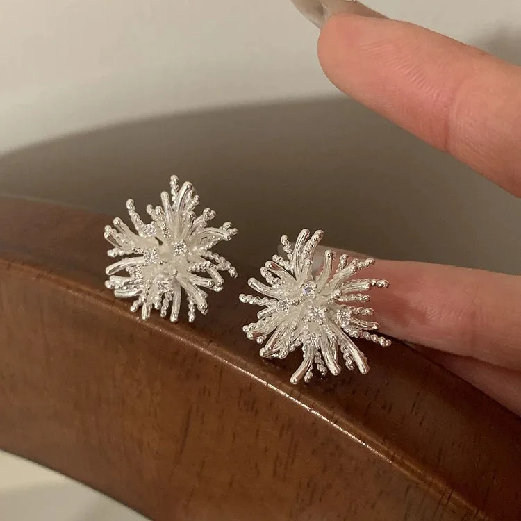 

925 Sterling Silver Vintage Square Earrings For Women Trendy Firework Earring Jewelry Prevent Allergy Party Accessories Gift