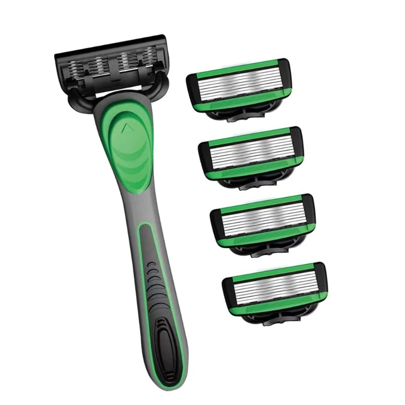 Handheld Shaver for Men Layer Blading Rubber Handle with 5pcs Replacement Head R3MF