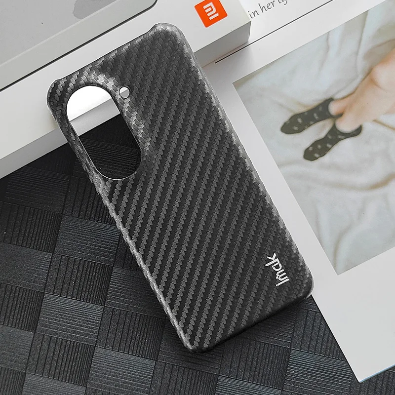 IMAK Carbon Fiber Pattern Back Panel for Asus Zenfone 9 5G 2022 Phone Case Hard PC Slim Matte Shockproof Cover Zenfone9 Coque