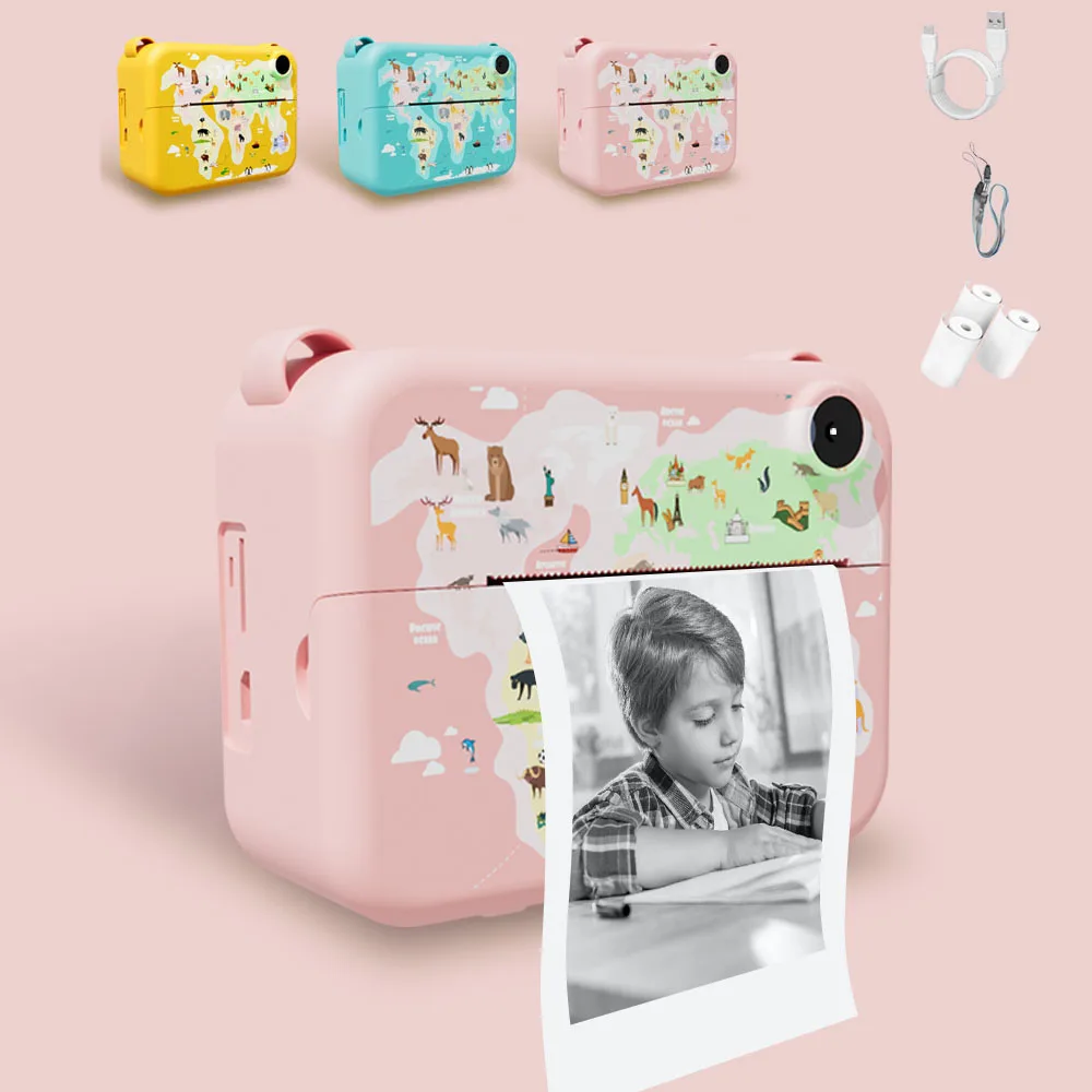 Kids Camera Student Polaroid Camera Toys Kids DIY Instant Print Camera, Birthday, Christmas, Halloween Gifts