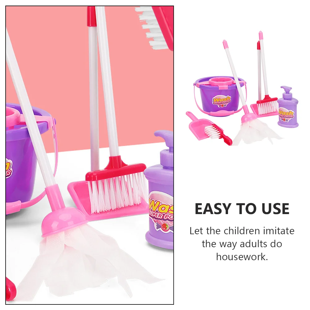 7 Pcs Cleaning Mopping Set Sweeping Toy Kit Toys Suit for Kids Children Tools Broom Dustpan Small Playthings Mini