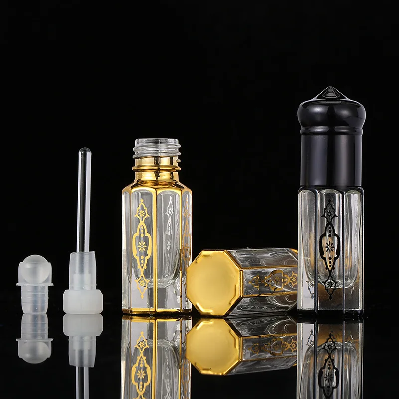 120pcs 3/6/12ml Arabic Crystal Attar Oil Bottle Glass Bottle Essential Oil Bottle for Perfume Oil with Dropper Stick /Roller