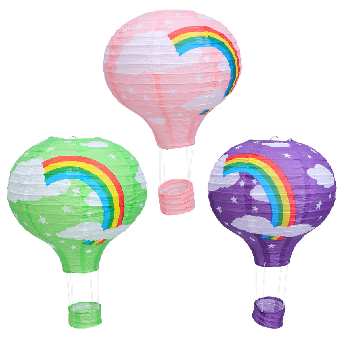 

6PCS Rainbow Paper Decorations Lightweight Safe Party Wedding Market Kindergarten Hanging Solar Pink Large