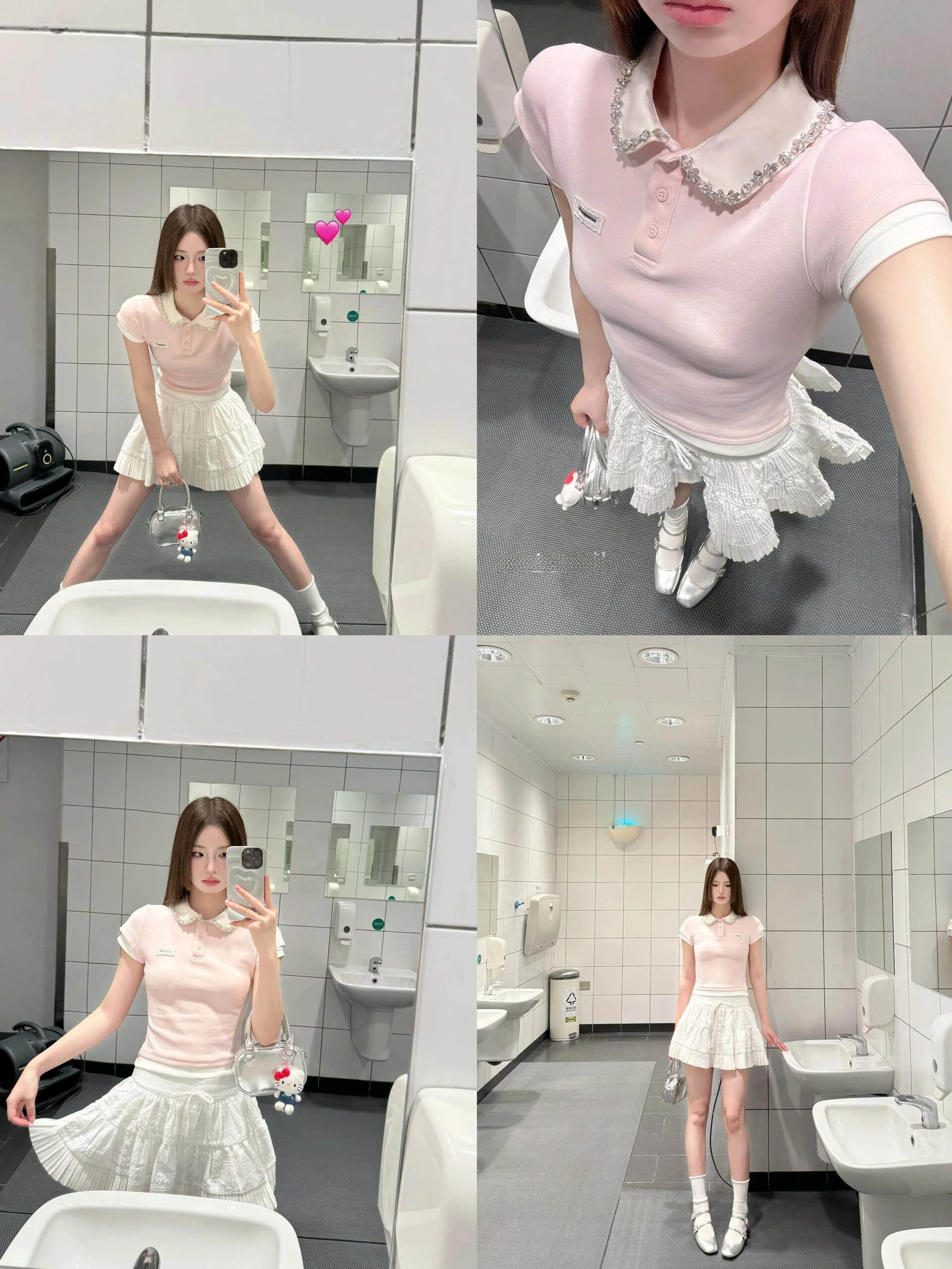 Sweet Style Girls'  Shirt Diamond Splicing Short Sleeve T-Shirt Summer New Pink Cute Top for Teens Children's Clothing