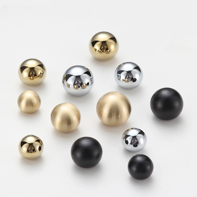 Round ball handle cabinet door brass French silver wardrobe circular single hole black drawer cabinet gold handle