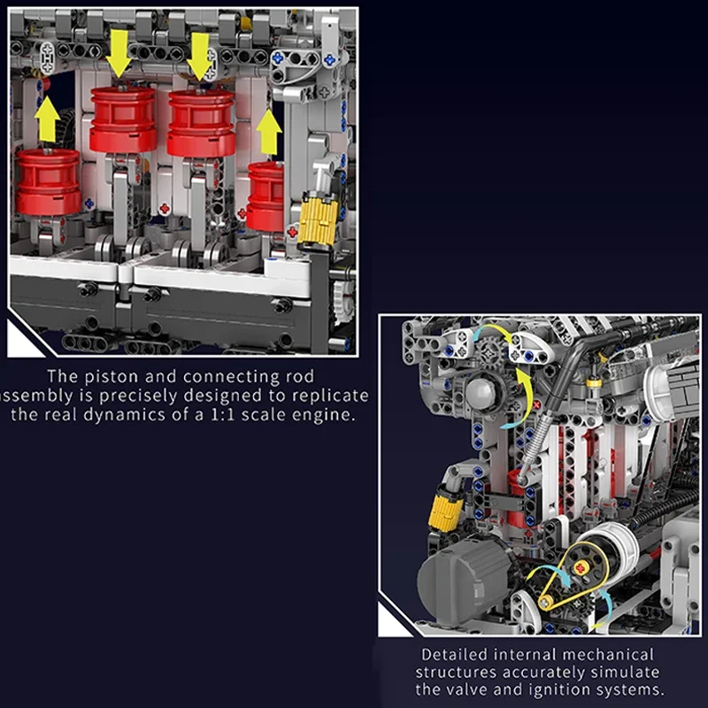 Bloques de construcción de motor de coche de gasolina L4, juguetes de simulación motorizada, ensamblaje de ladrillos, juegos de modelos, adornos para niños, regalos, 1897 Uds.