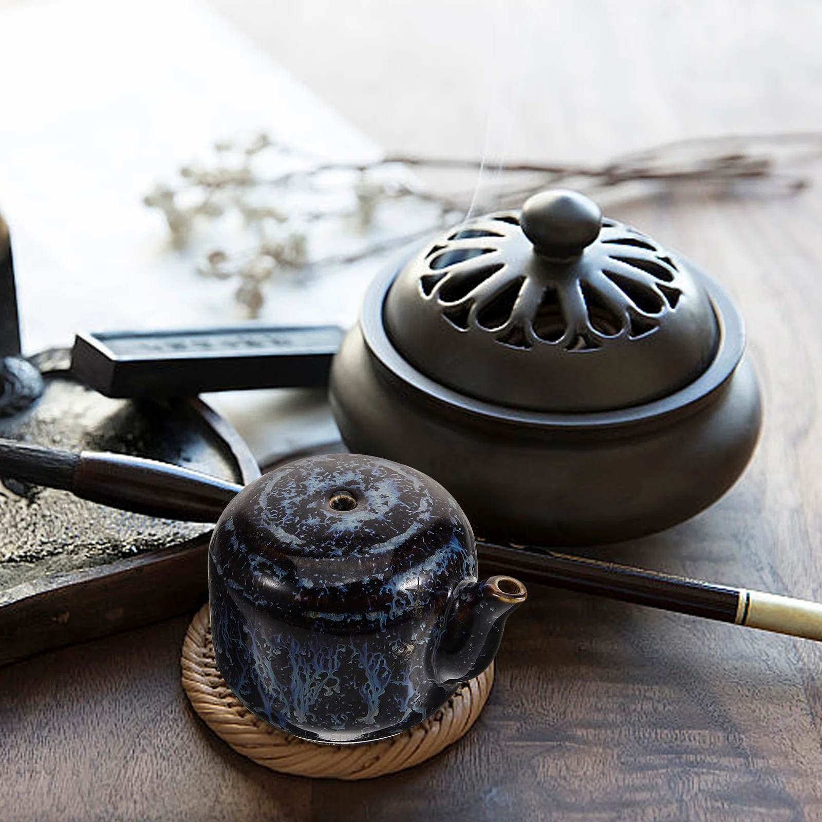 Ceramic Inkstone Drops Blue Kettle Traditional Water Dropper Painting Accessories