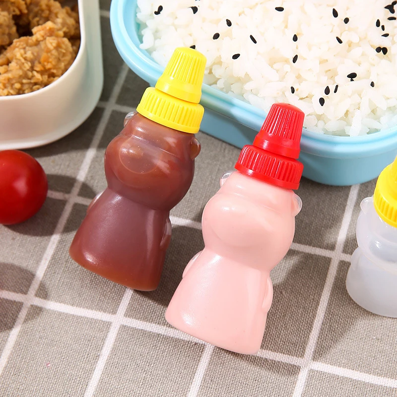 Mini Portable Ketchup Seasoning Bottle Japanese Squeeze Seasoning Dispenser Food Grade Cartoon Bento Salad Dressing Bottle