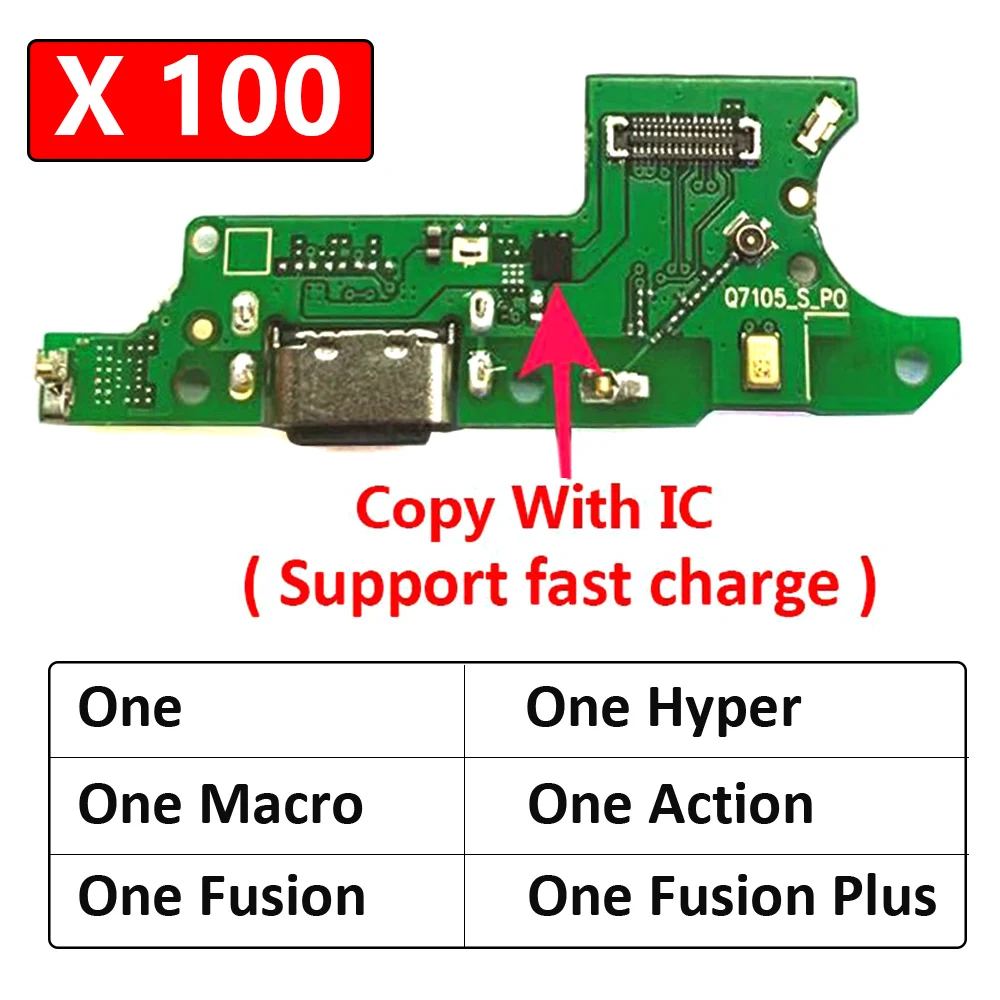 

100Pcs USB Charge Port Jack Dock Connector Charging Board Flex Cable For Motorola Moto One Action Vision Hyper Macro Fusion Plus