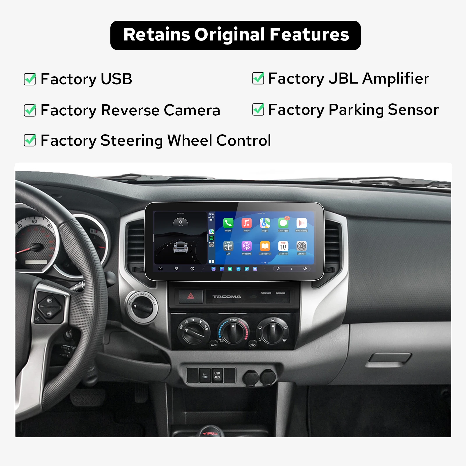 [Plug&Play] 12.3 Inch Car Radio Stereo for Toyota Tacoma 2005-2015 12GB+256GB CarPlay/Android Auto No Wiring Modification Needed