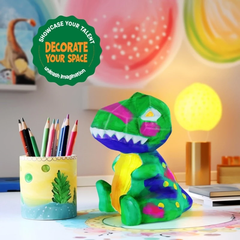 Dinosaur Night Lamp Paintable Light Set Imaginative Play for Artists