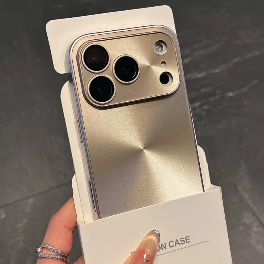 Luxuriöse Laser-Aurora CD-Textur Mattierte Hülle für iPhone 17 Air 16 15 14 Plus 13 12 11 Pro Max Glaslinsen-Schutz Stoßfeste Abdeckung