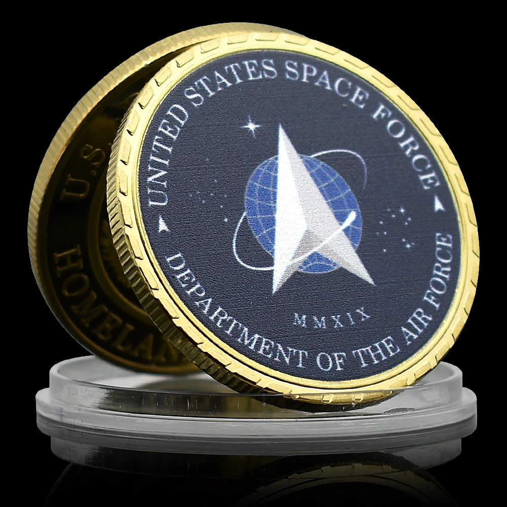 US Space Force Commemorative Gold Coin Department of The Air Force Blue Medal Art Crafts American Metal Ornaments