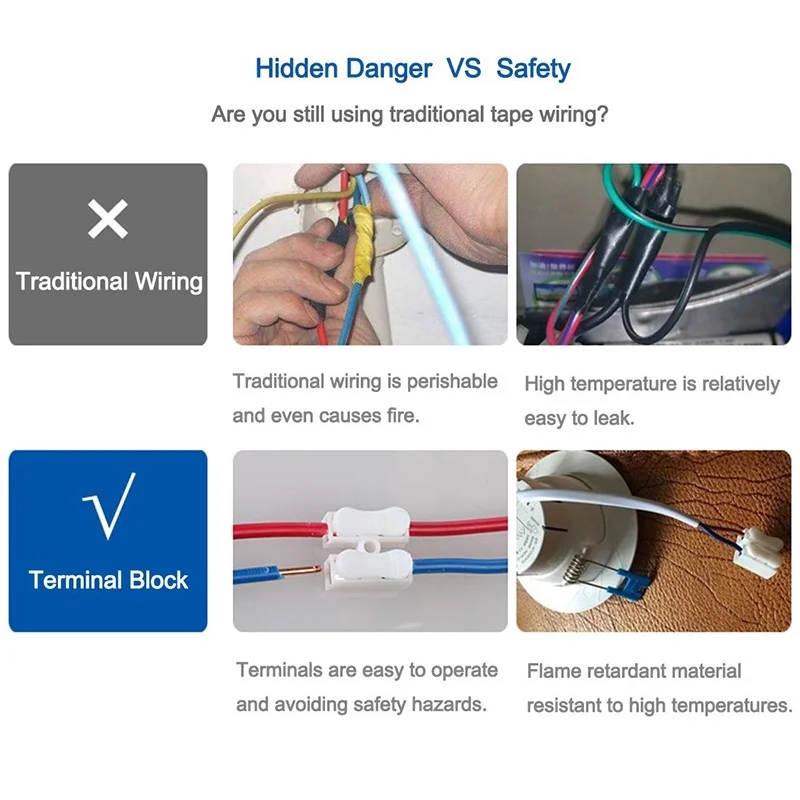 2 دبابيس الكابلات الكهربائية CH2 موصلات الأسلاك سريعة لصق قفل محطات الأسلاك كتلة لسهولة الربط الآمن في الأسلاك