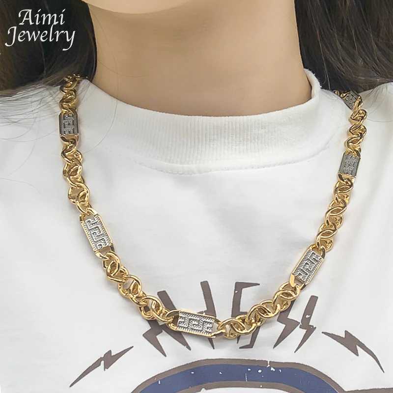 Hip Hop Trendy African Jewelry Set for Men Women Chunky Necklace Bracelet Gold Plated Fashion Jewellery for Party Daily Gifts