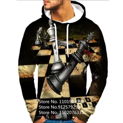 Men's Street International Chess Fashion Hoodie Personalized 3D Printing Hoodie Spring and Autumn Casual Light Jacket Male