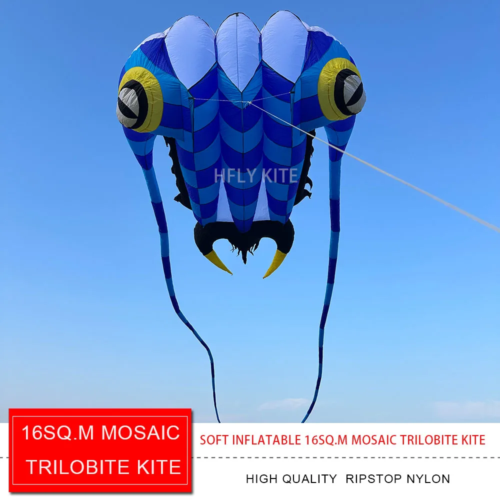 

HFLY Новое поступление, мягкие надувные мозаичные воздушные змеи трилобит 16SQ.M для взрослых, высококачественные нейлоновые воздушные змеи Ripstop